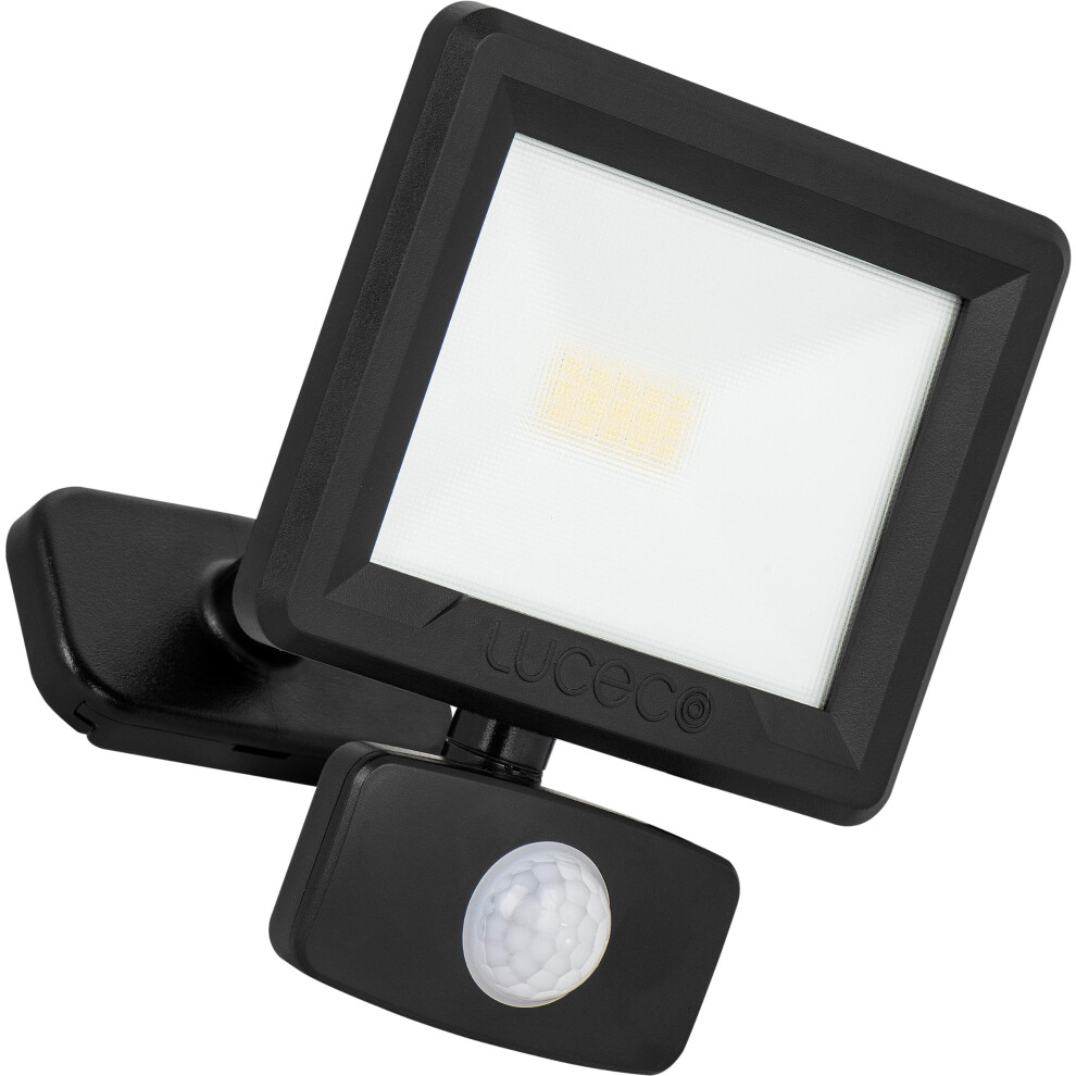 Luceco Essence Multi-Position Floodlight 10W 1050Lm 4000K Ip65 Pir Dask Or Dawn - Black