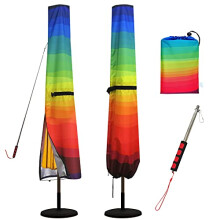 Rainbow Parasol Cover,420D Oxford Fabric Garden Umbrella Cover Waterproof with Telescopic Rod,Parasol Canopy Cover Fits