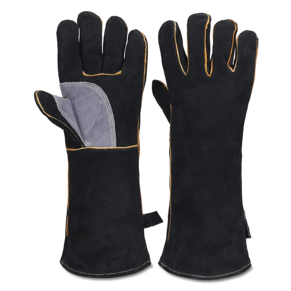 Extreme Heat & Fire Resistant Gloves Leather With Kevlar Stitching,Perfect For Fireplace, Stove, Oven, Grill, Welding, 8002124240777