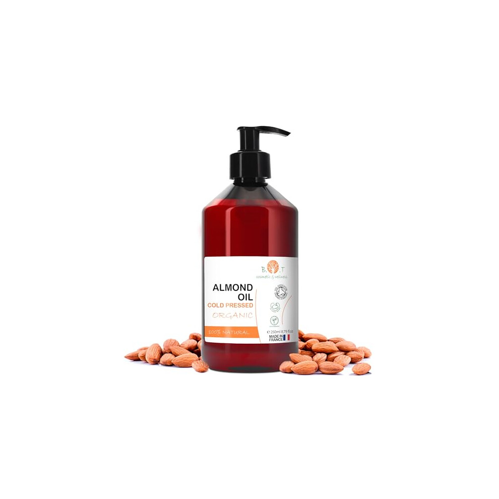 B.o.t Cosmetic & Wellness Almond Oil: Organic, Cold Pressed, Pure, Natural. Massage Oil (Carrier Oil) Hair Oil, Body Oil (Nail & Cuticle Oil) Face