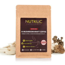 Nutrilic 10 Mushroom Ground Coffee Arabica Blend with Lions Mane, Chaga, Reishi, Shiitake, Cordyceps, Ginseng, Tremella,