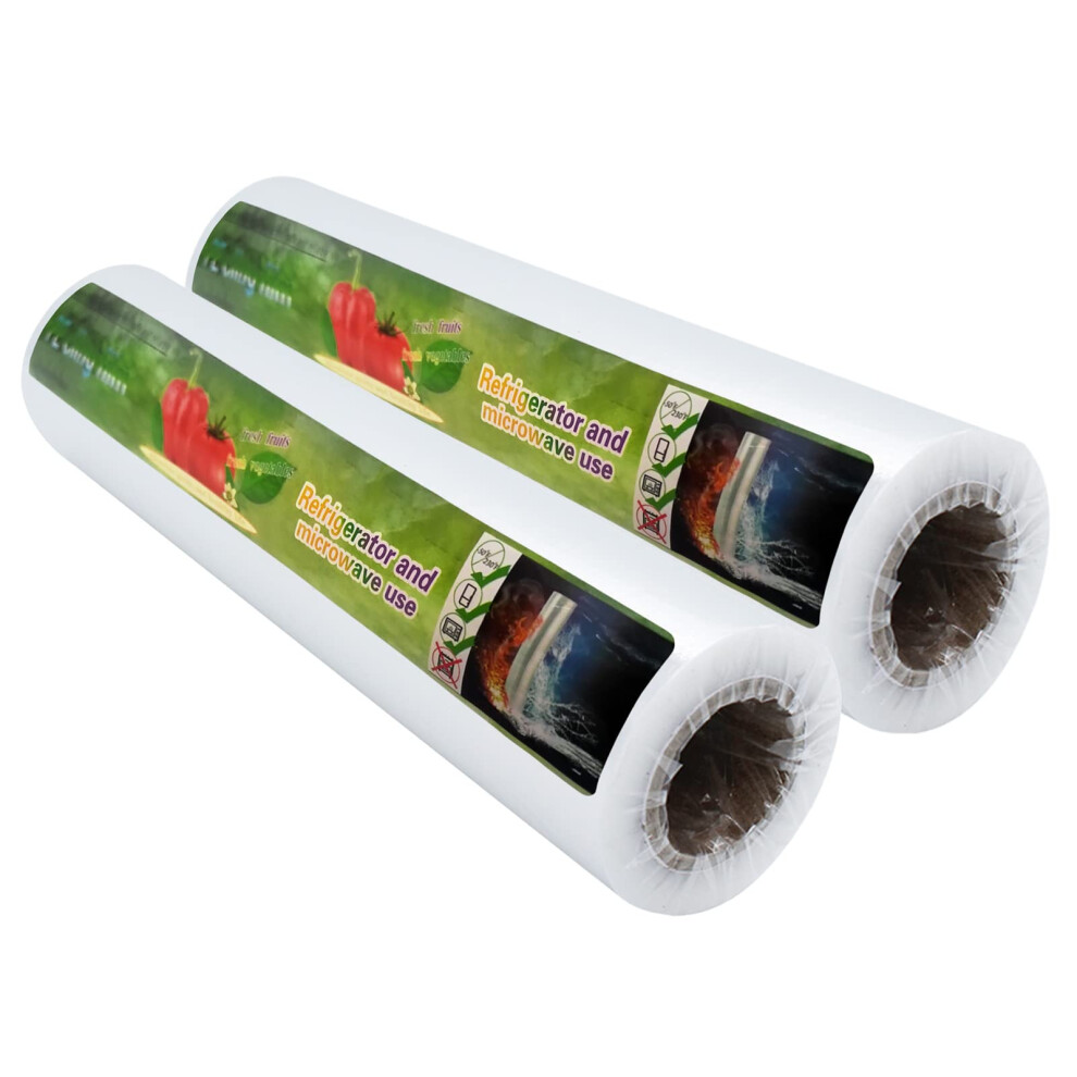 2 Pack Cling Film for Food 30cm x 500E, Storing Food Cling Film Refill Rolls-Kitchen Preparation Reusable