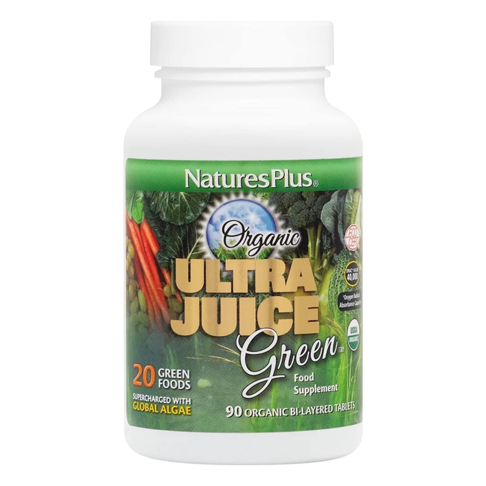 Nature's Plus Green Naturesplus Organic Ultra Juice - Organic Superfoods - Vitamin C, B12, Spirulina, Chlorella, Kelp, Trace Minerals