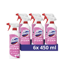 Power Foam Floral Burst Toilet & Bathroom Cleaner Spray sprays upside down & eliminates 99.99% of germs* multi purpose