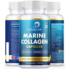 High Strength Marine Collagen 1400MG Tablets - with Turmeric & Kelp - Skin, Hair, Nails & Joints - with Hyaluronic Acid,