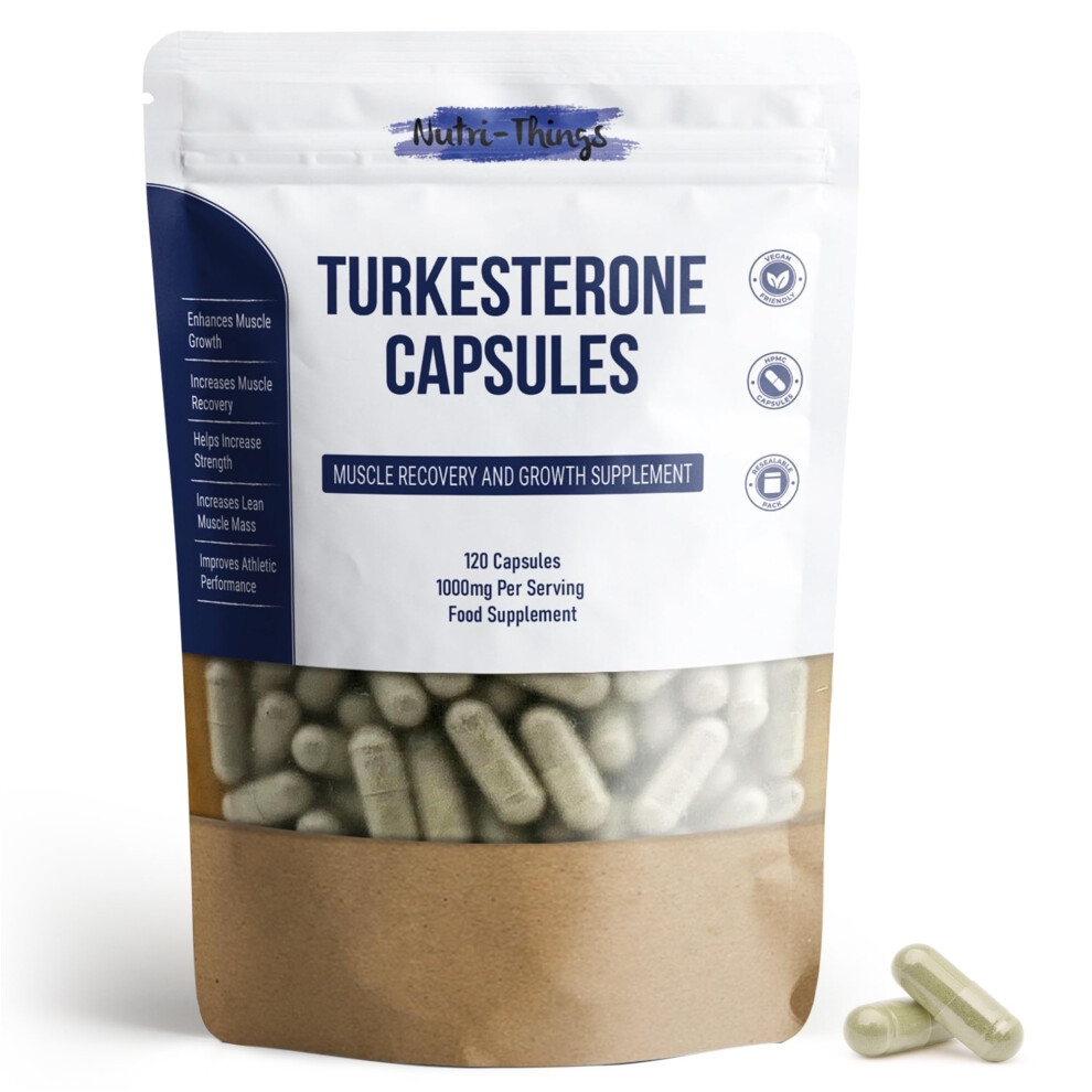Nutri-Things Turkesterone Capsules | Muscle Recovery And Muscle Growth Supplement | Max Strength 1000Mg Per Serving | 120 Capsules