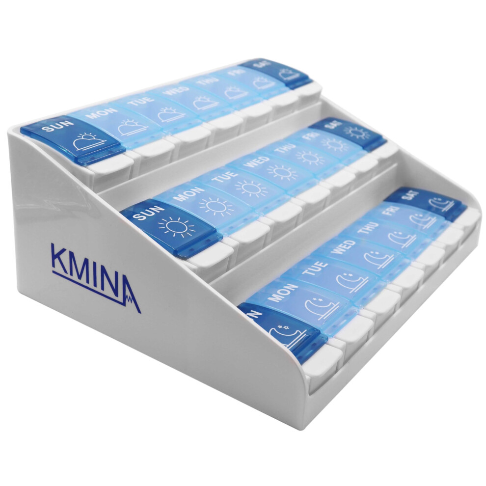 Kmina - Pill Boxes 7 Day 3 Times A Day Large Home, Weekly Pill Organiser Morning Noon And Night, Medicine Storage Box, Pill