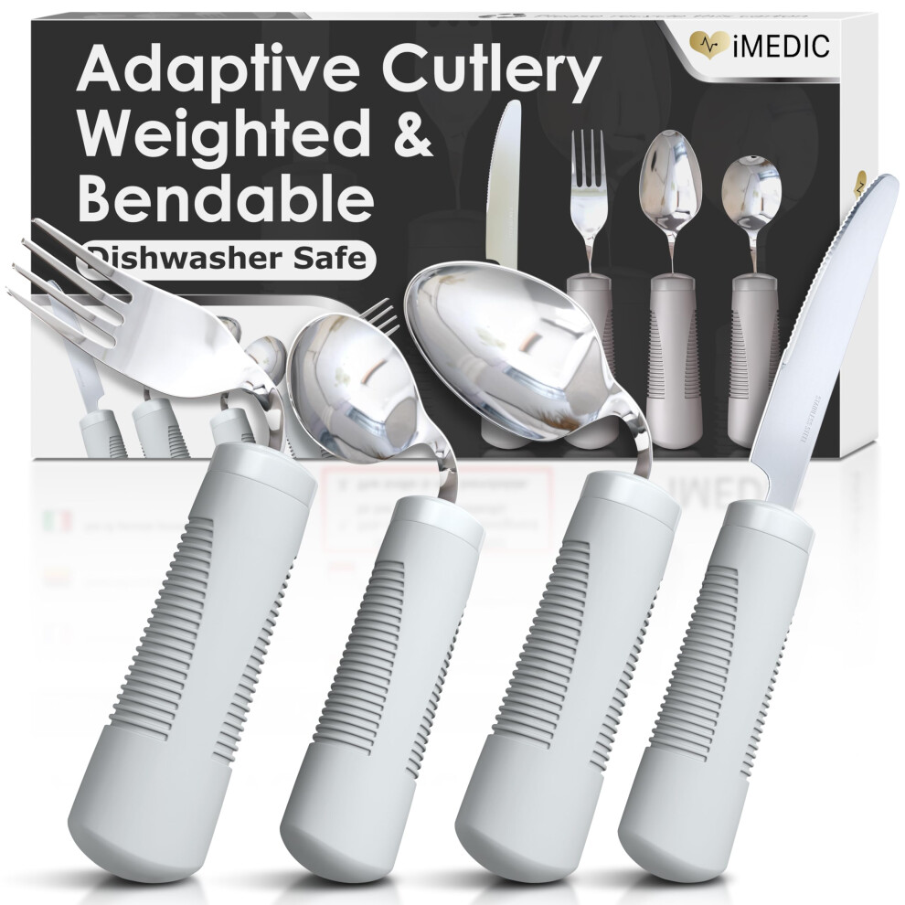 Weighted Bendable Cutlery for Disabled Hands (The Knife Does Not Bend) - Disabled Cutlery for Adults Suffering from