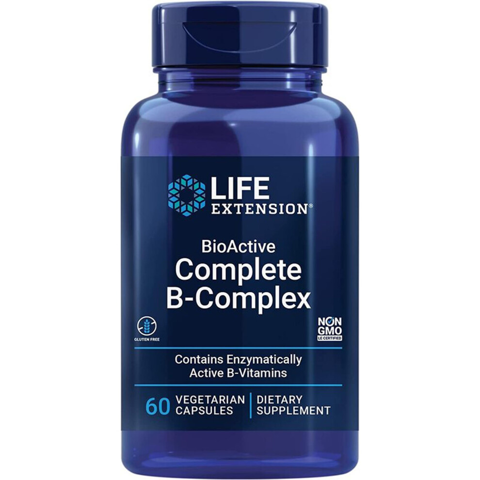 Life Extension , Bioactive Complete B-Complex, 60 Vegan Capsules, Laboratory-Tested, Vegetarian, Gluten-Free, Soya-Free,