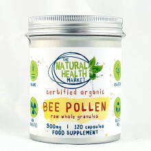 Organic Bee Pollen 500mg Capsules by The Natural Health Market Soil Association Certified Organic Non-GMO No