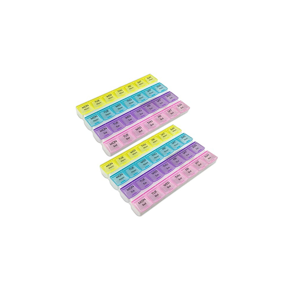 Medca Monthly Pill Organizers - (Pack Of 2) 28 Day Monthly Pill Planner To Separate Pills & Vitamins Week To Week, Travel