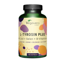 L-Tyrosine 1200mg | with Iodine, Selenium & B Vitamins | Brain & Focus Supplement | 180 Capsules | Vegan