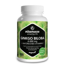 Ginkgo Biloba Capsules 6000mg with Acai, L-Carnitine and Vitamin E - 100 Days Supply - Memory and Energy Booster -