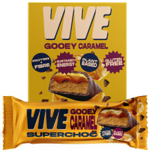 Superchoc Chocolate Bar - Protein Packed, Lower Sugar, High Fibre, Vegan, Gluten Free (x12, Gooey Caramel)