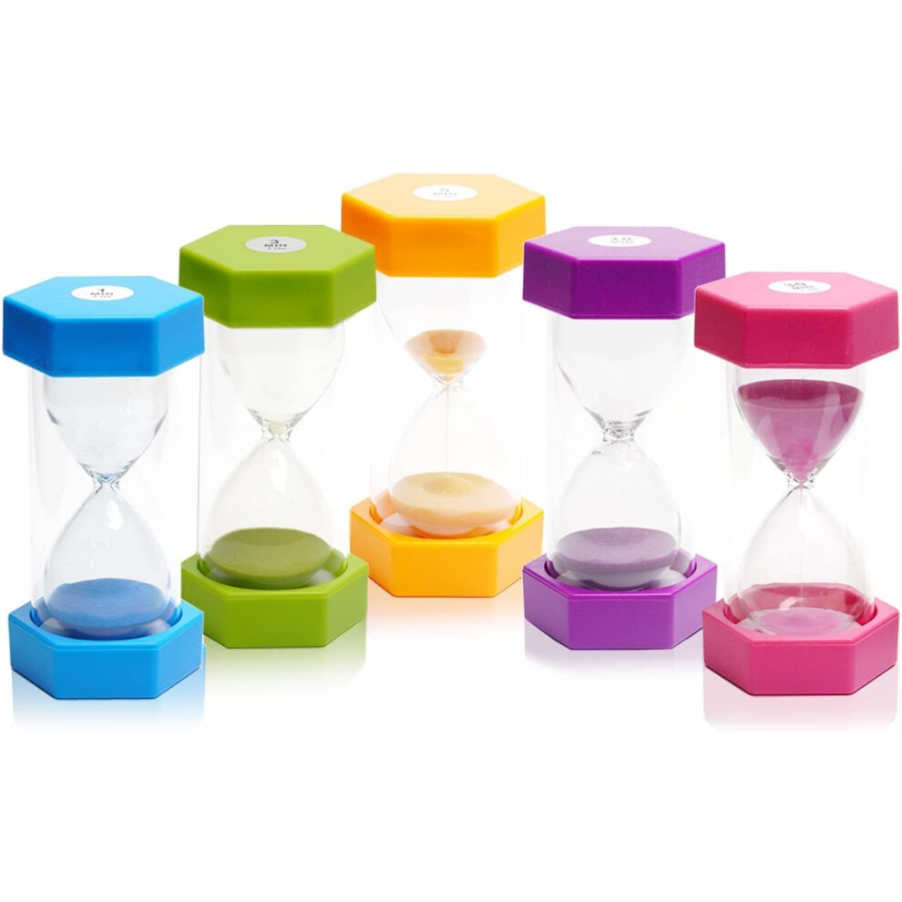 5 PCS Hourglass Kids Hourglass Timer Hourglass Set Colorful Sand Clock Kitchen Timer Time Management Includes 1 Minute,