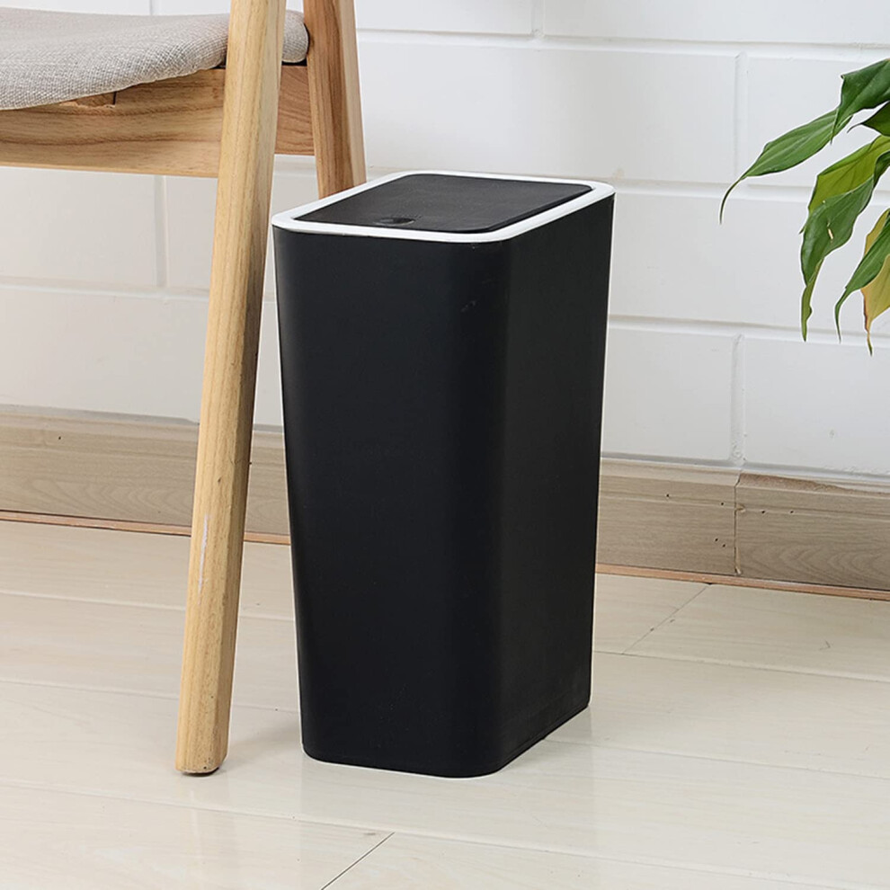 12L Touch Top Bin Kitchen Waste Bins Plastic Rubbish Trash Can Bathroom Dustbin for Kitchen Bathroom Bedroom Living Room