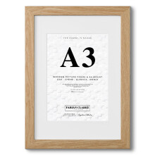 Fabian Clarke London A3 Modern Oak Wooden Picture Photo Frame with White A4 Mount to Hang Portrait or Landscape