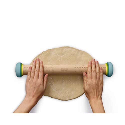 Joseph Joseph Duo Rolling Pin with adjustable pastry thickness, Baking and dough rollers, Beech Wood, Multicolour 1
