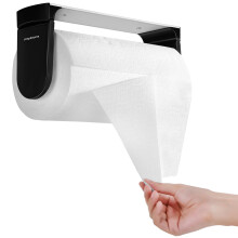 simpletome Portarotolo di carta da cucina con attacco a strappo con una sola mano, da posizionare sotto il mobile, con adesivo o foratura, in leg