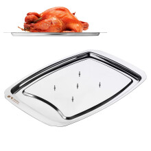 Pro Meat Carving Tray Board - Stainless Steel Carving Tray with Spikes - Carving Dish - Meat Tray with Spikes 38cm -