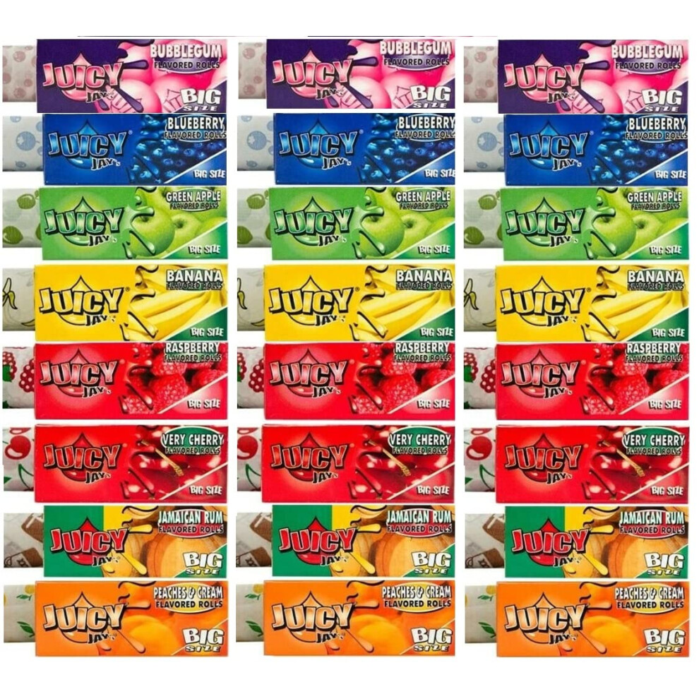 Wilsons Pipe Tobacco Juicy Jays Rolling Papers Mix-N-Roll Big Size - Full Box (24 Pack) Rolls - With Wilsons Scoop Card