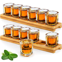Shot Glasses Set Bulk 60ml/2oz Cocktail Holder 2 Packs and 12pcs Shot Glasses Drinks Serving Board Organizer and Clear