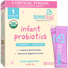 LoveBug Probiotics, Probiotiques Nourrissons, 0-6 Mois, 1 Milliard d'UFC, 30 Sachets Monodoses, 0,05 oz (1,5 g) Chacun