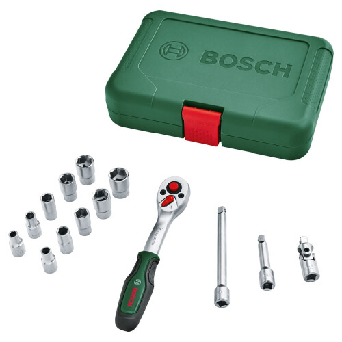 Bosch Bosch Ratchets / 1/4 Inches Drive Socket Set 14-Piece (Ideal-Quality, Versatile Drive Socket Set for Multiple DIY Tasks;