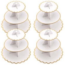 4 Pack 3 Tier Cardboard Cupcake Stand, Afternoon Tea Cake Stand Cardboard Round Dessert Display Tower Holder for