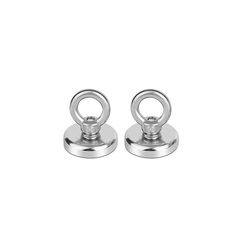 Neodymium Fishing Magnets 2 Pack, 80Kg Pulling Force Strong Round Rare Earth Magnet N52 With Countersunk Hole Eyebolt 008574578017