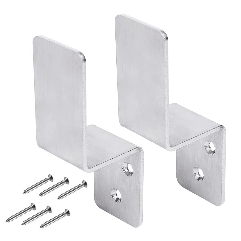 2X4 Door Barricade Brackets (2 Pcs) Drop Open Bar Holder Steel Z Bracket For 2 By 4 Lumber As Security Door 742112110337