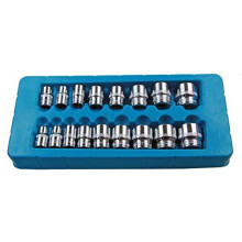 17pc 3/8 dr Shallow Sockets Set, Socket 6 Point 8-24mm 1376
