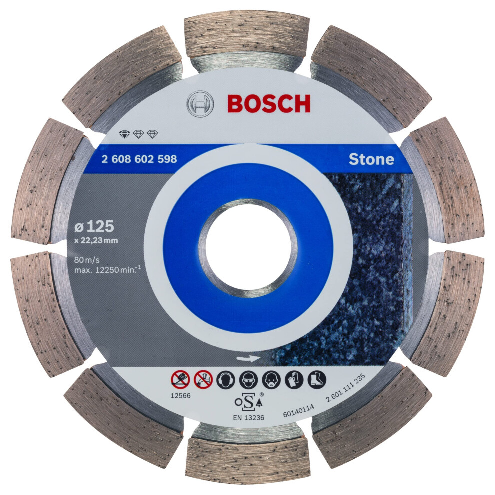 Bosch Professional 1X Diamond Cutting Disc Standard For Stone (For Concrete, Stone, Granite, Ø 125 X 22,23 X 1,6 X 10
