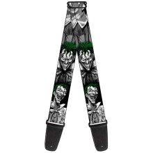 GS-WJK015 guitar strap Laughing Joker Design, Black/White, 34-60"