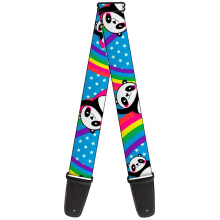 GS-W31666 Guitar Strap Pandas Rainbows Stars 2 Inches Wide, 34-60"