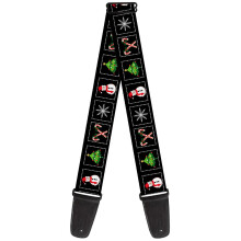 GS-W35532 "Christmas Blocks Black/White/Multi Color" Guitar Strap