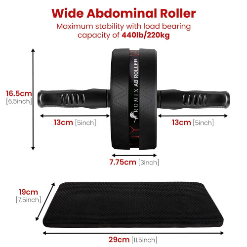 Ab Roller, Ab Wheel Roller with Extra Thick Non-Slip Knee Mat, Abdominal Exercise Equipment Workout Trainer Machine for 2