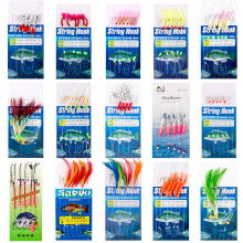 15 Packs Mackerel Feathers Rigs for Sea Fishing Pack with Mackerel Bait Hooks Lures Sea Fishing Rigs Tackle Accessories