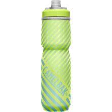 Borraccia termica per bici CamelBak Podium Chill - Borraccia facile da spremere - Adatta alla maggior parte dei portabici - 24 oz Lime/Righe blu