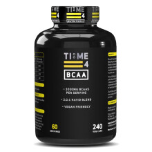 Time 4 BCAA - 240 Capsules High Strength Branched Chain Amino Acids Made by Fermentation Process - Muscle Growth, Tissue