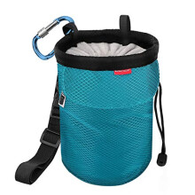 Climbing Chalk Bag, No Leak Drawstring Closure Bag with Adjustable Belt, Carabiner Clip and Zippered Pockets for