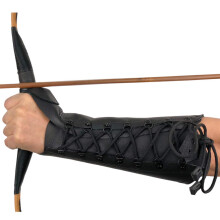 Black Archery Arm Guard Adjustable Cow Leather Antique Bracer 12.2 Inches