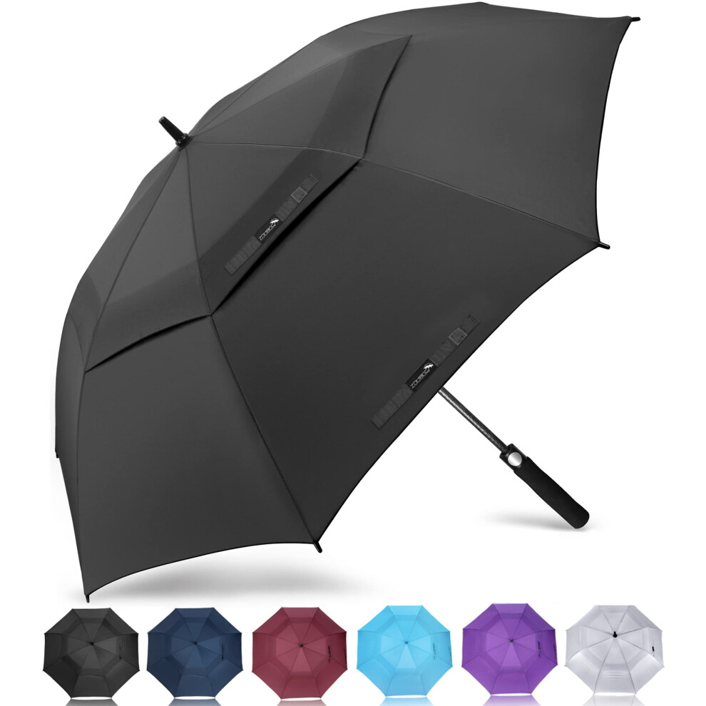 Large Golf Umbrella Windproof Strong 50 Inch - Big Golfing Umbrellas Double Canopy Vented For Men - Extra Large Oversize