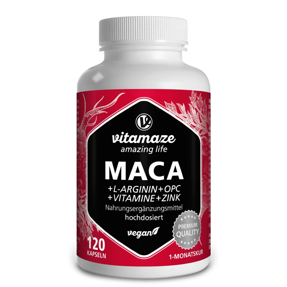 Maca Root Capsules - Libido Booster for Men and Women - Natural Testosterone Substitute - 5000 mg Maca Extract Powder +