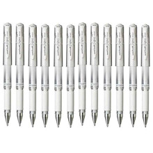 Uni Ball White Signo Pen Broad Metallic Gel Ink Rollerball Metal 1mm Tip Nib 0.65mm Line Width With Rubber Grip UM-153