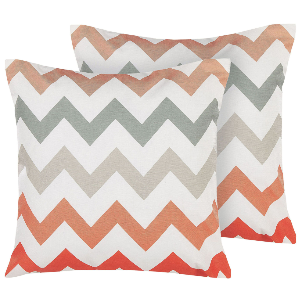 Set of 2 Outdoor Cushion Chevron 45 x 45 cm Multicolour LAGARO