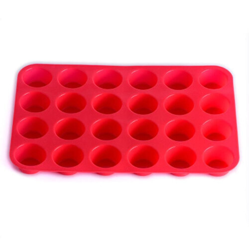Silicone Muffin Pan Mini 24 Cups Cupcake Pan, Baking Pan 1 Pack Red 2