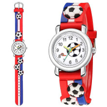 (Red) 3d Relief Children's Football Watch Trend Sports Children's Watch Gift