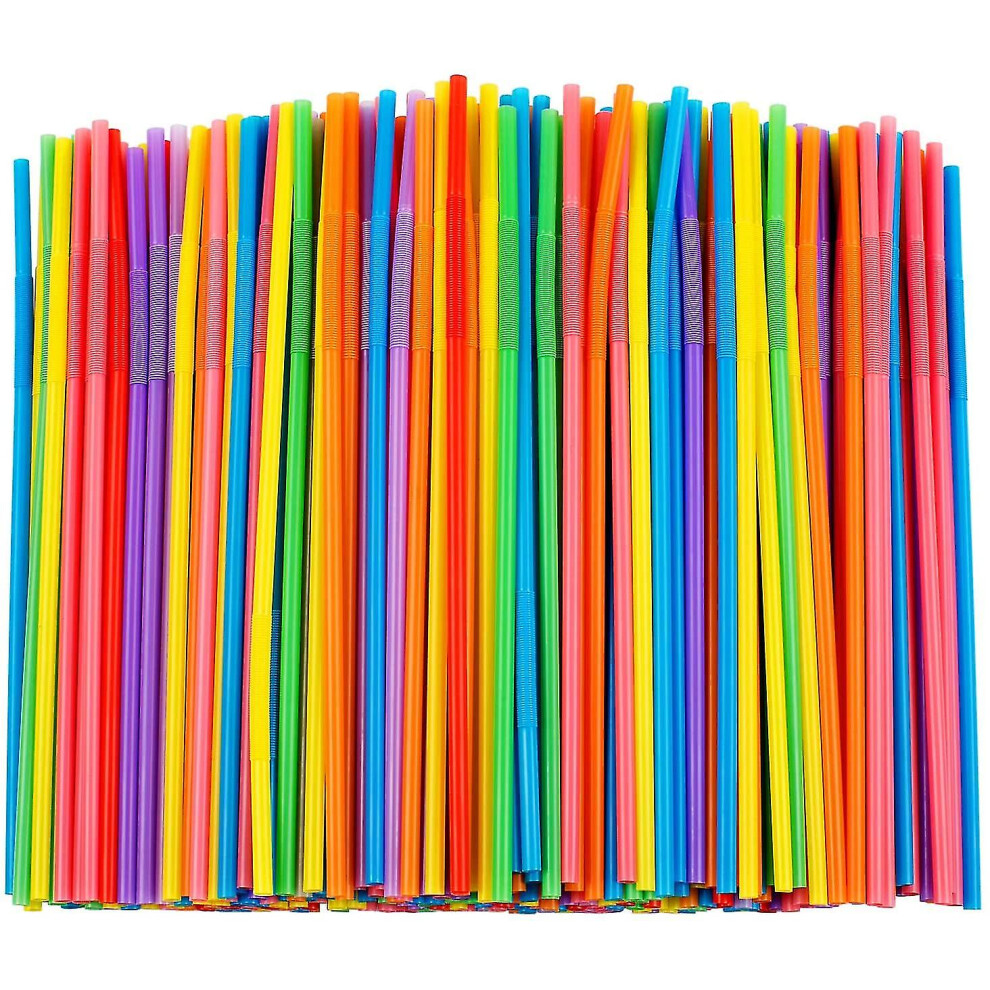 100/500/1000 Pcs Colorful Flexible Plastic Straws, Bpa-free Disposable Bendy Straws