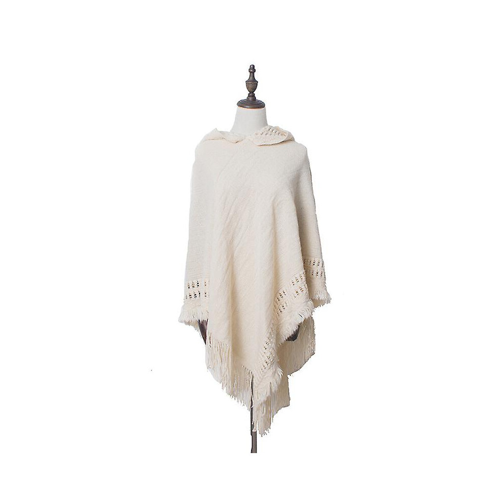 (Beige with hat) Women scarf shawl 2022 autumn and winter knitted warm